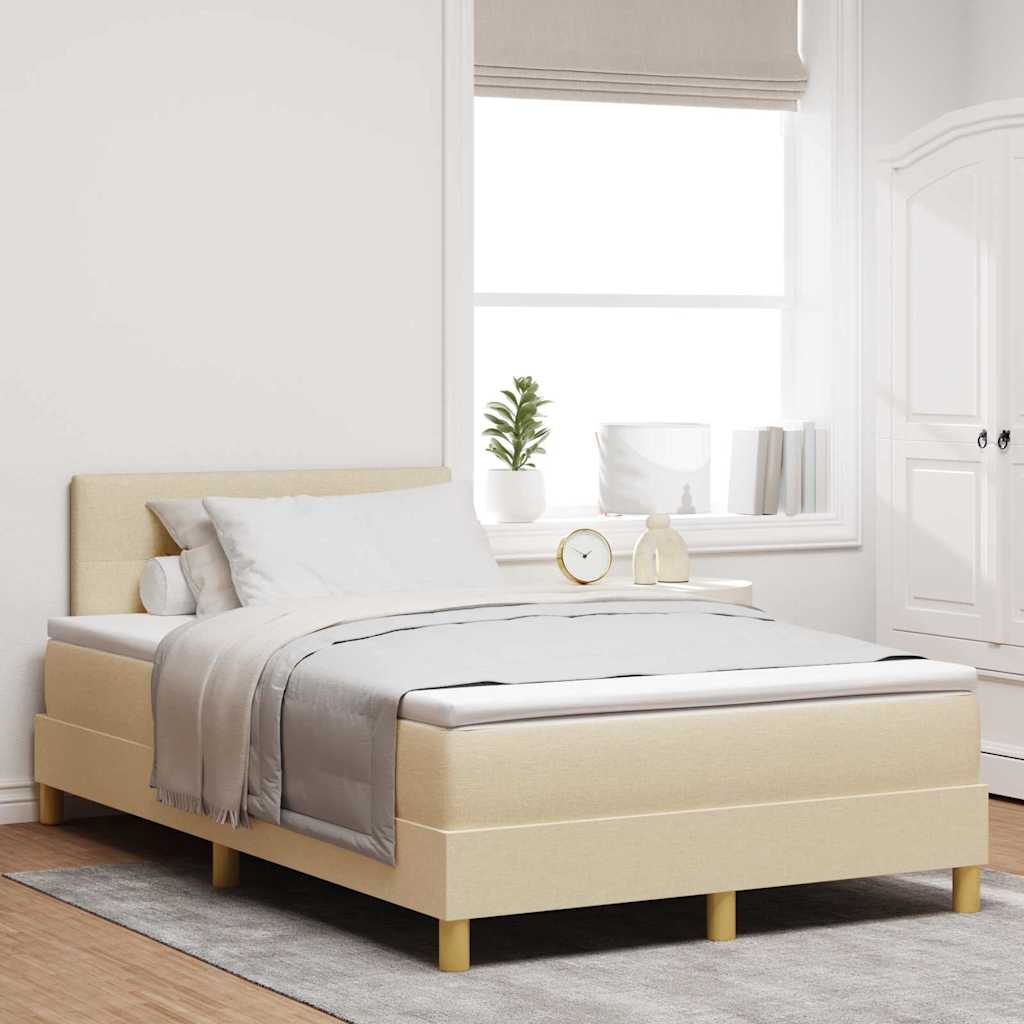 LED Box Spring Ágy LED szalagokkal Krém 120 x 190 cm szövet