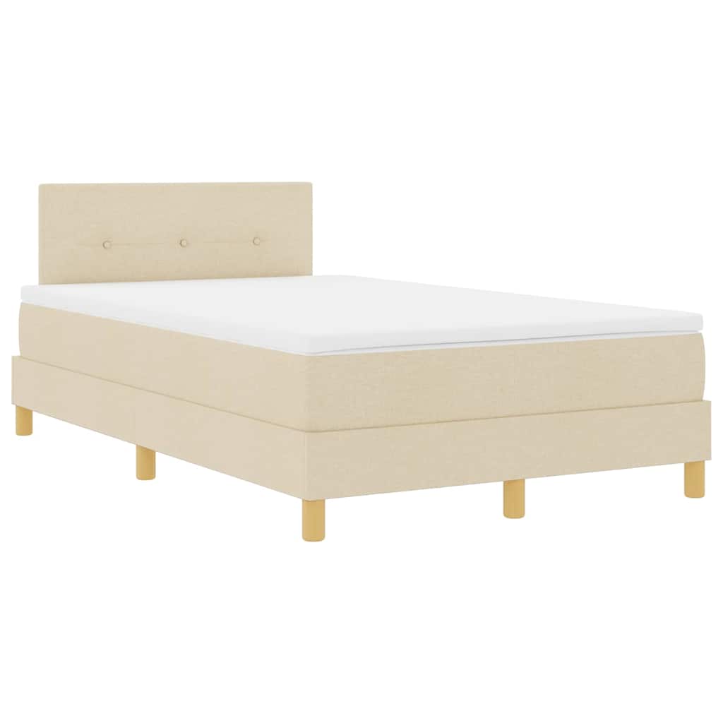 LED Box Spring Ágy LED szalagokkal Krém 120 x 190 cm szövet
