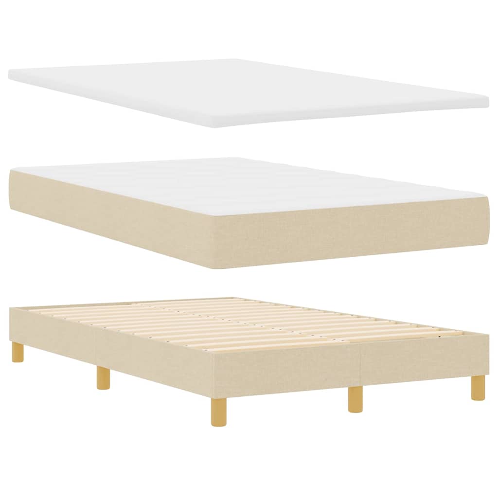 LED Box Spring Ágy LED szalagokkal Krém 120 x 190 cm szövet