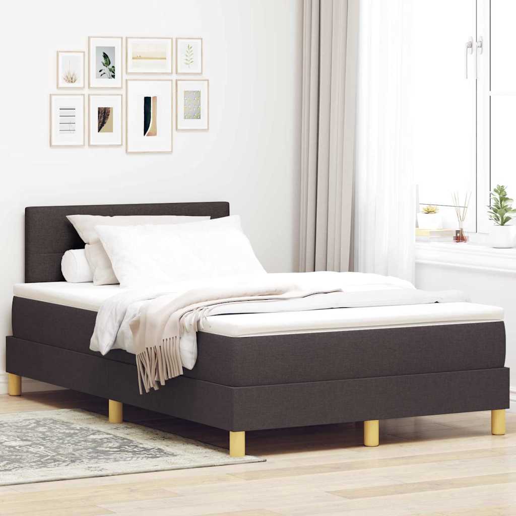 LED Box Spring Ágy fejtámlával Sötét Barna 120 x 200 cm szövet