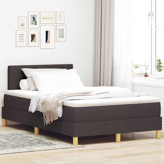 LED Box Spring Ágy fejtámlával Sötét Barna 120 x 200 cm szövet