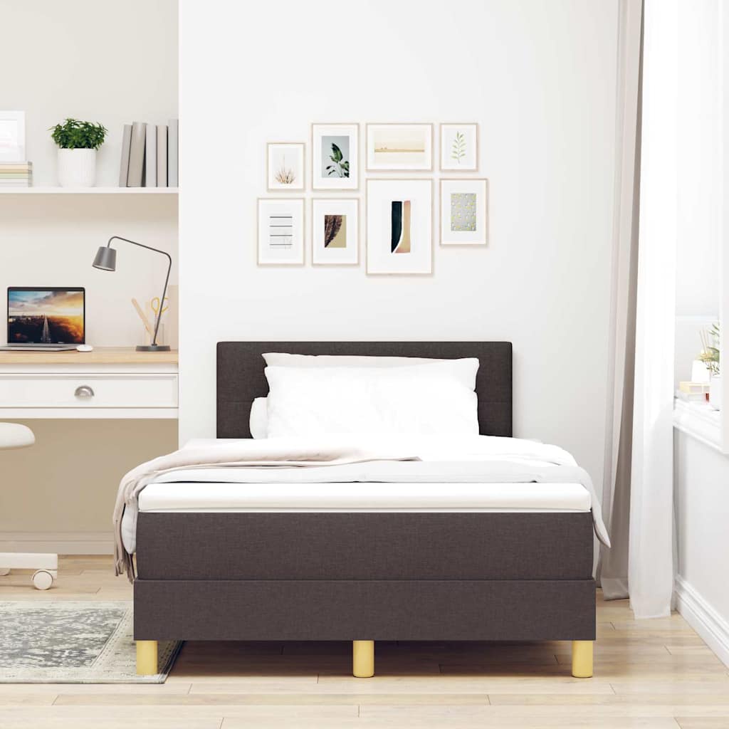 LED Box Spring Ágy fejtámlával Sötét Barna 120 x 200 cm szövet