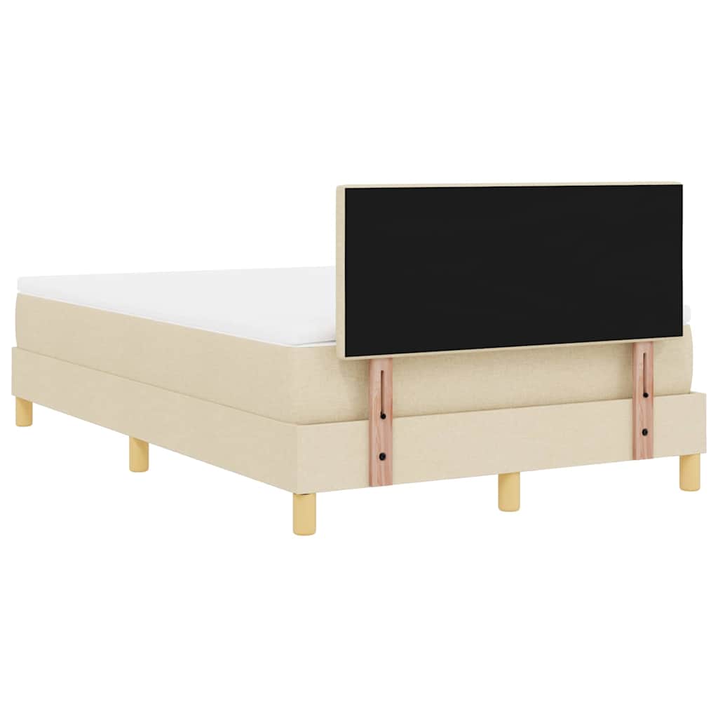 LED Box Spring Ágy LED szalagokkal Krém 120 x 200 cm szövet