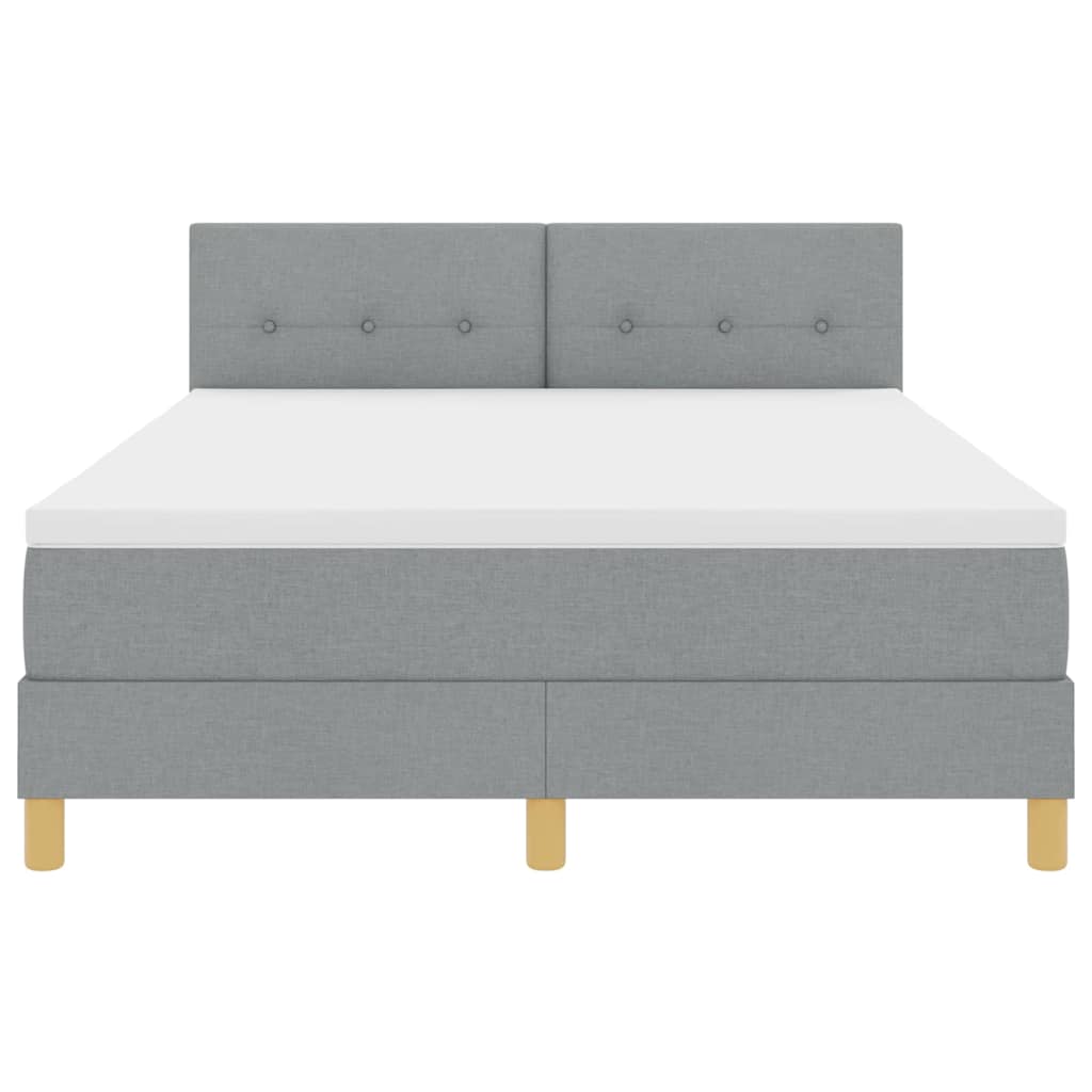 LED Box Spring Ágy Világosszürke 140 x 200 cm szövet
