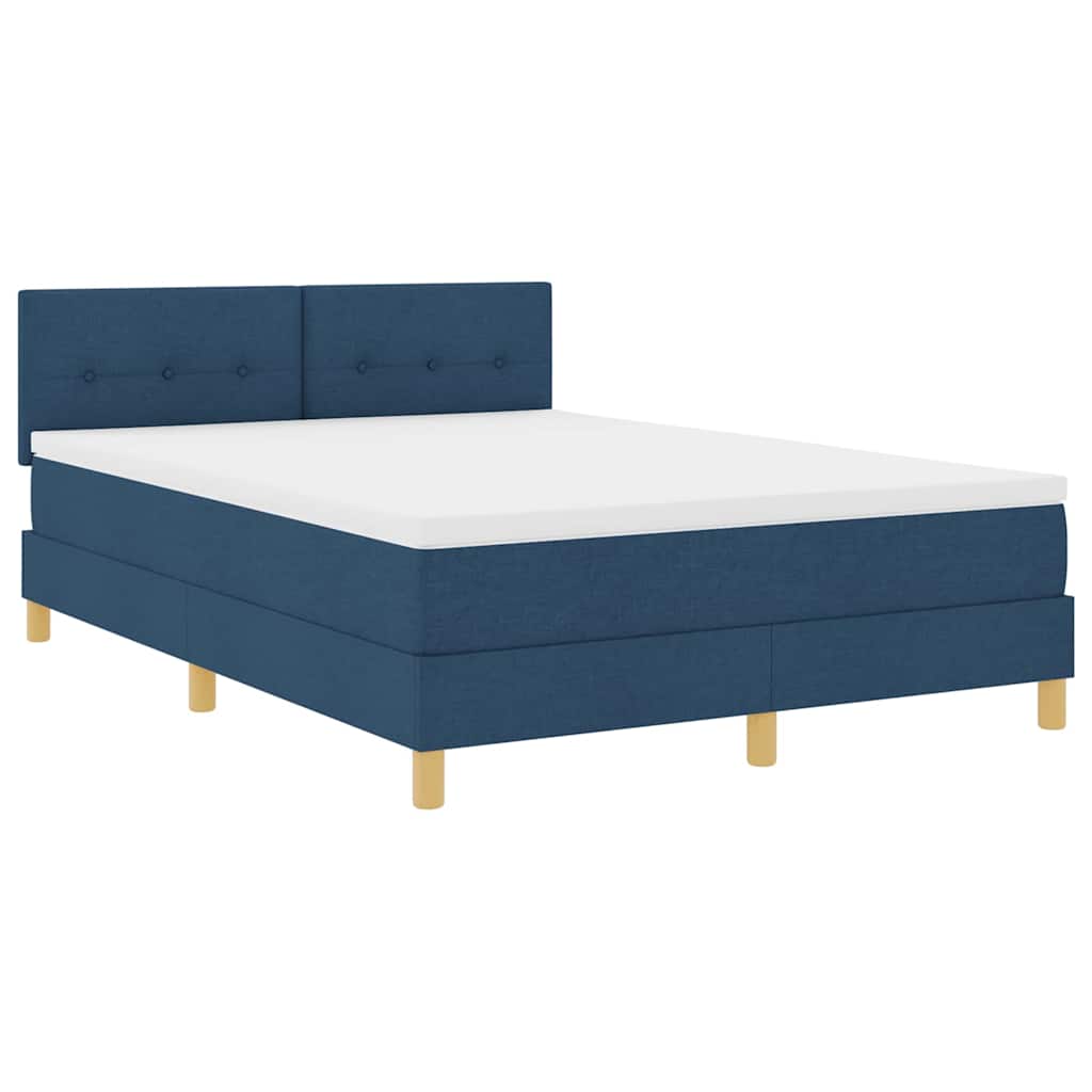 LED Box Spring Ágy LED szalagokkal Kék 140 x 200 cm szövet