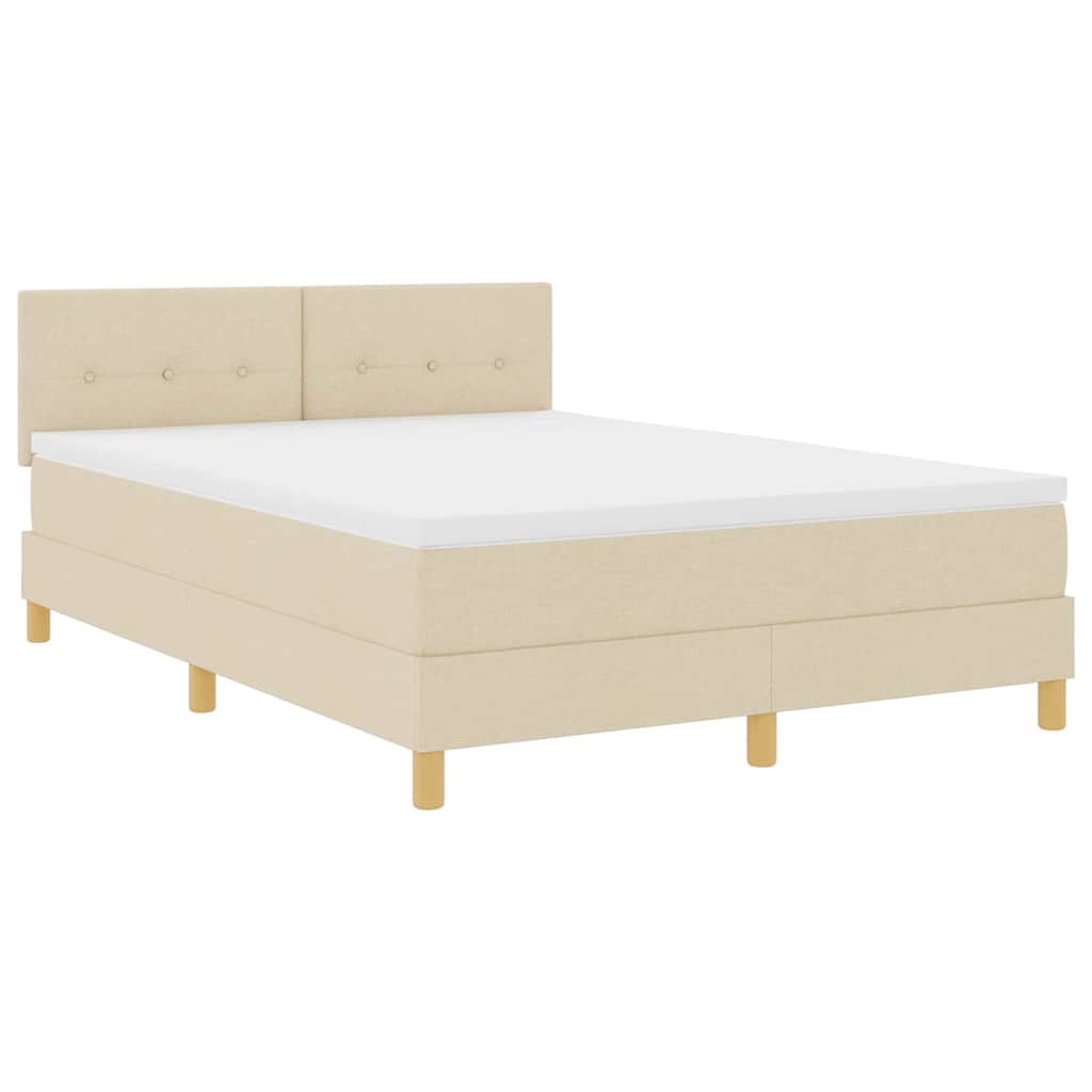 LED Box Spring Ágy LED szalagokkal Krém 160 x 200 cm szövet