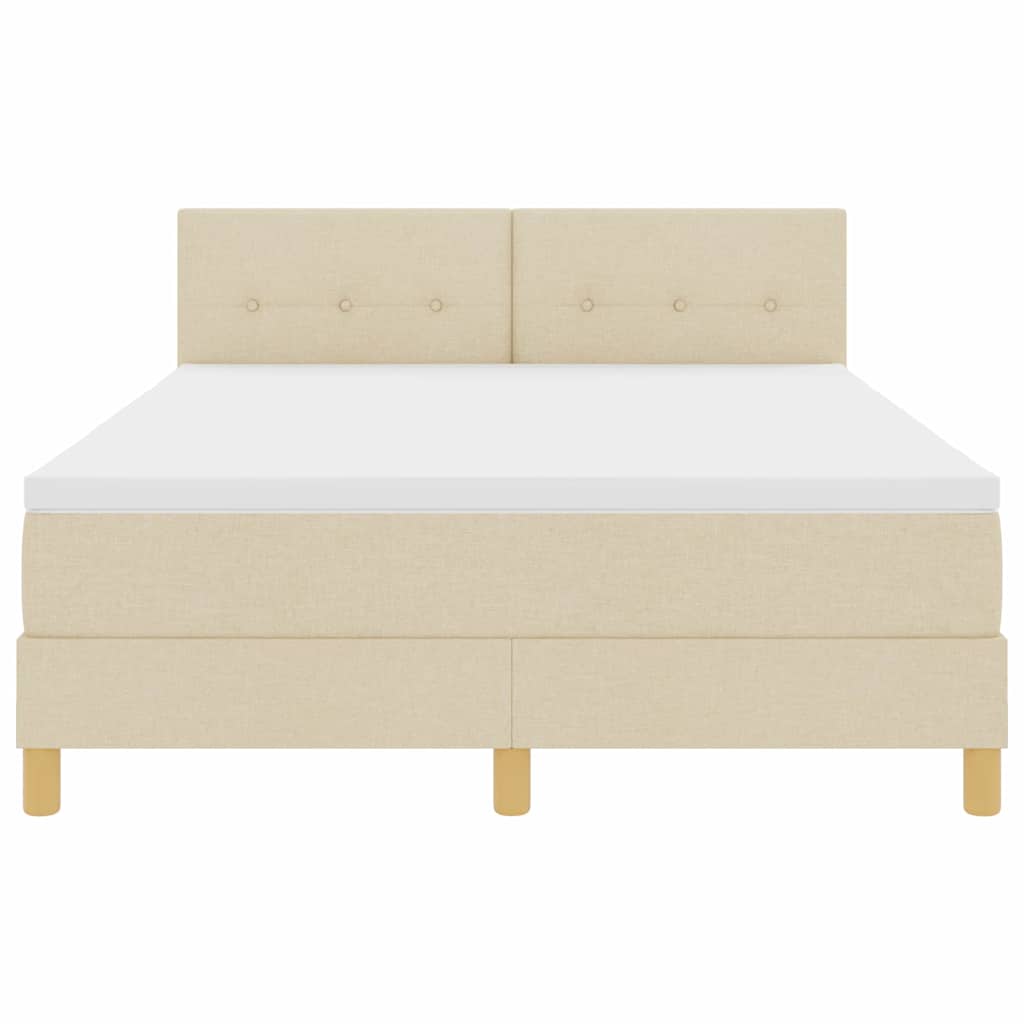 LED Box Spring Ágy LED szalagokkal Krém 160 x 200 cm szövet