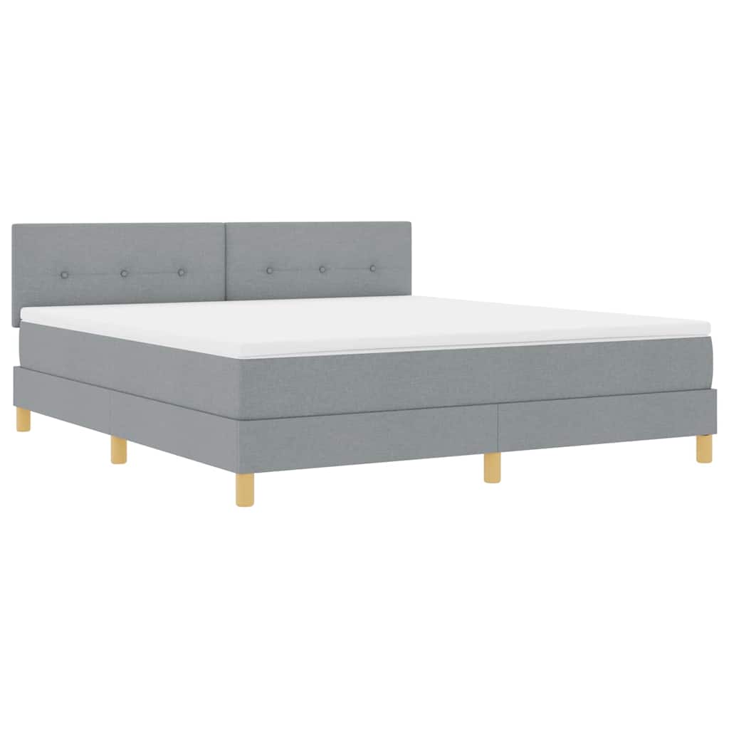 LED Box Spring Ágy Világosszürke 180 x 200 cm szövet