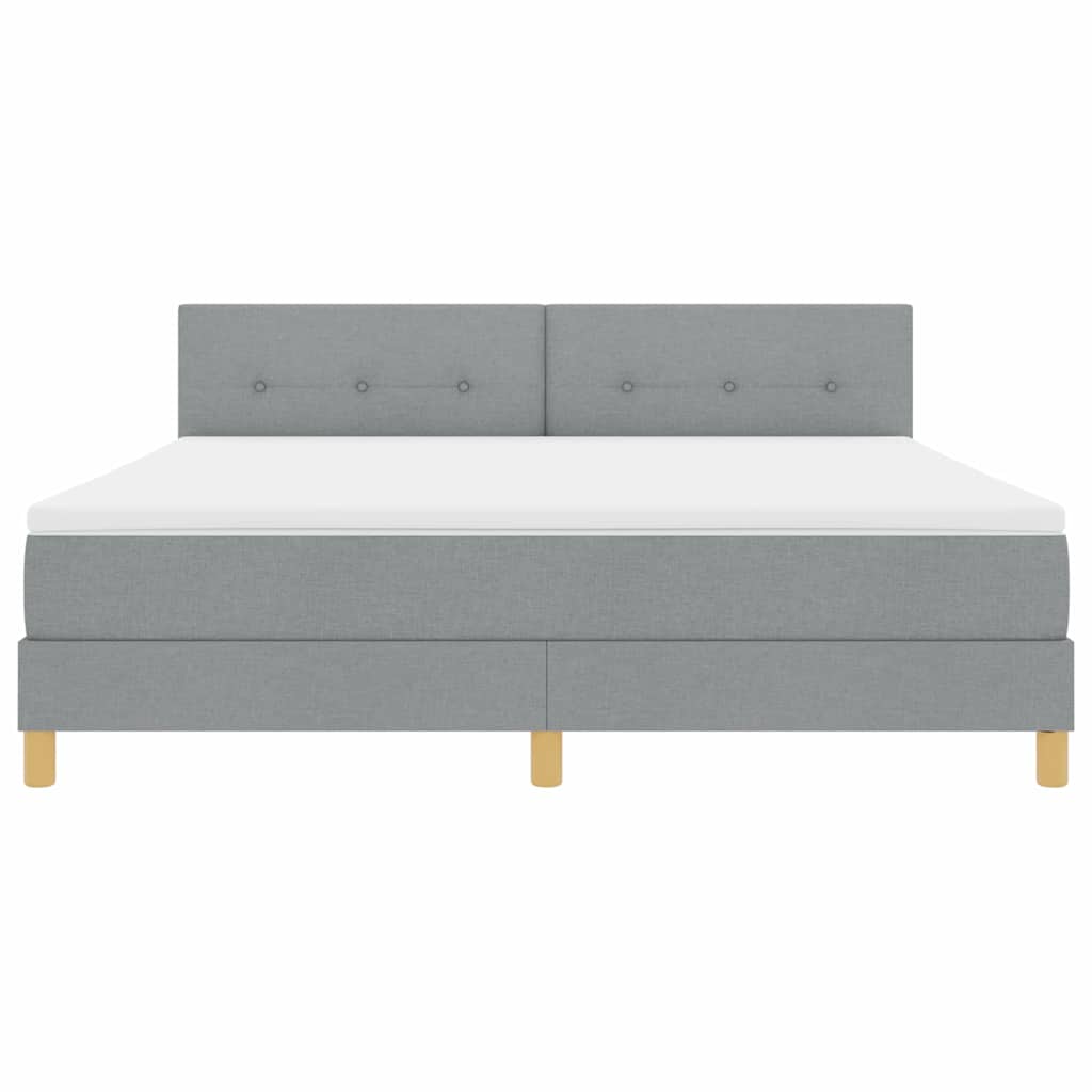 LED Box Spring Ágy Világosszürke 180 x 200 cm szövet