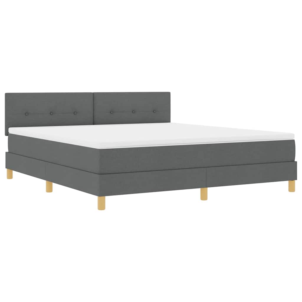 LED Box Spring Ágy fejtámlával Sötétszürke 180 x 200 cm szövet