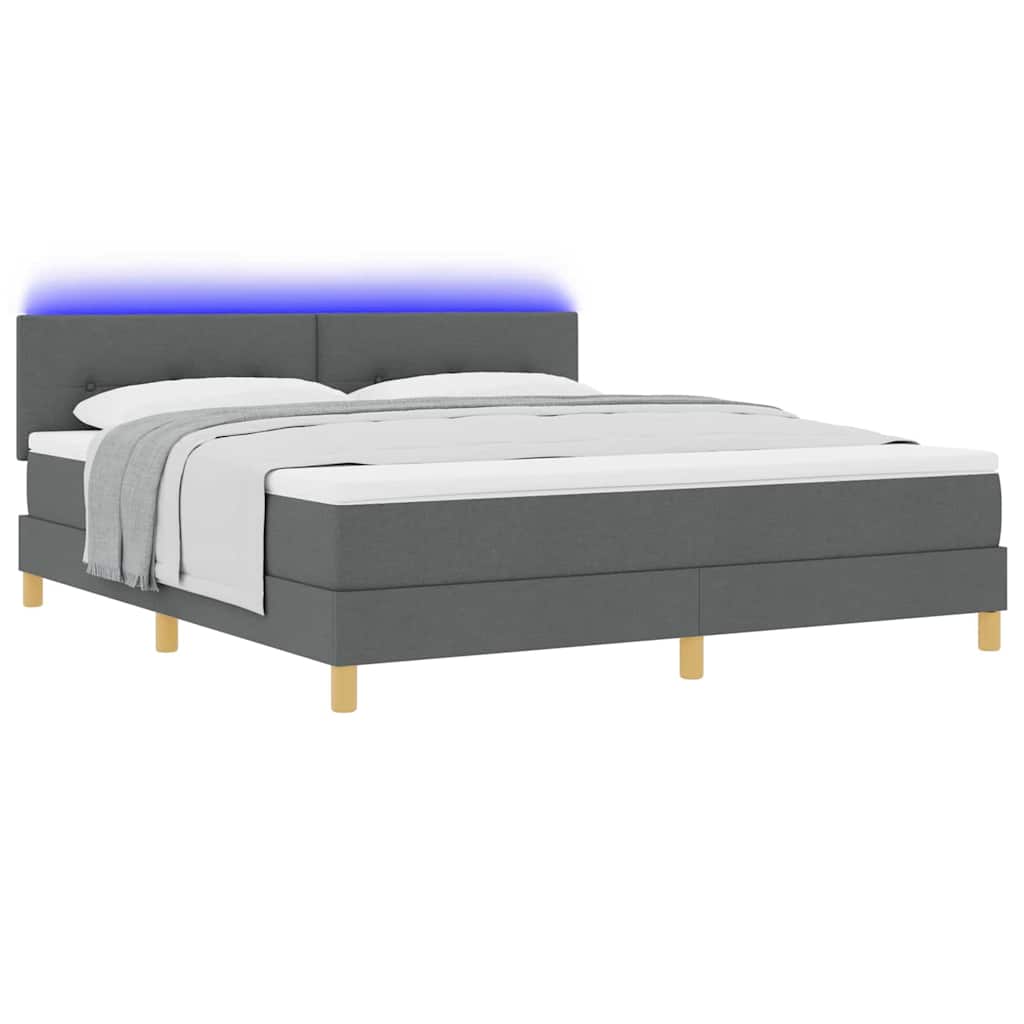 LED Box Spring Ágy fejtámlával Sötétszürke 180 x 200 cm szövet