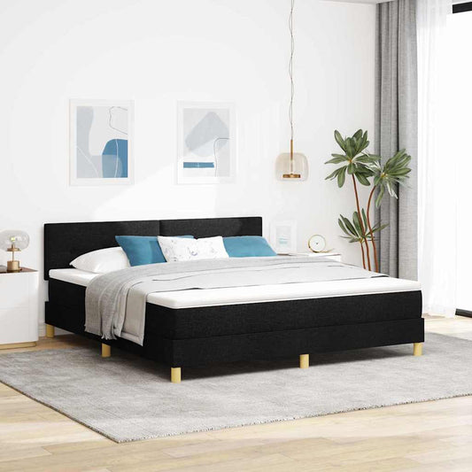 LED Box Spring Ágy LED szalagokkal Fekete 180 x 200 cm szövet