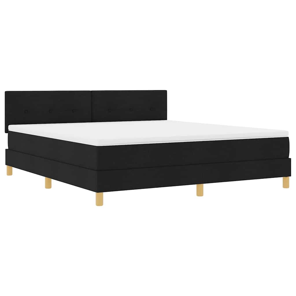 LED Box Spring Ágy LED szalagokkal Fekete 180 x 200 cm szövet