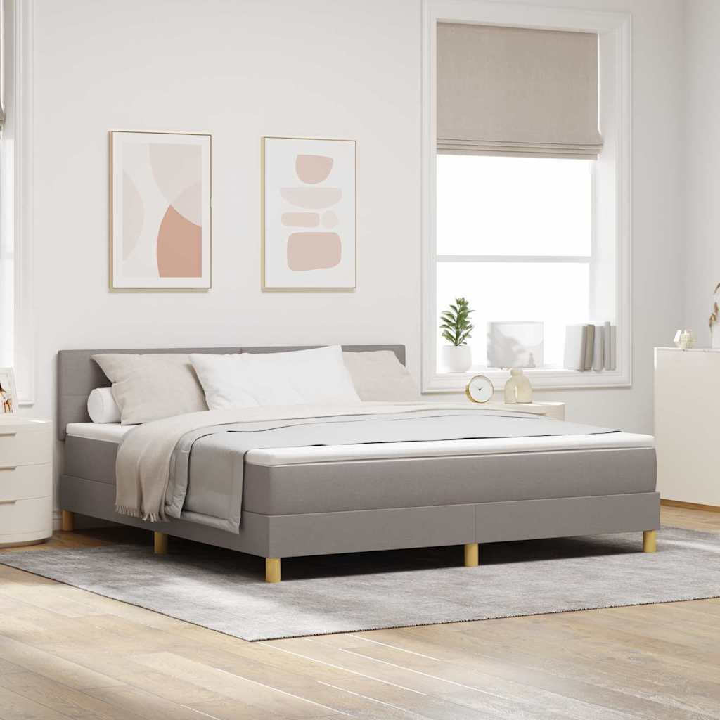 LED Box Spring Ágy LED szalagokkal Tópszínű 180 x 200 cm szövet