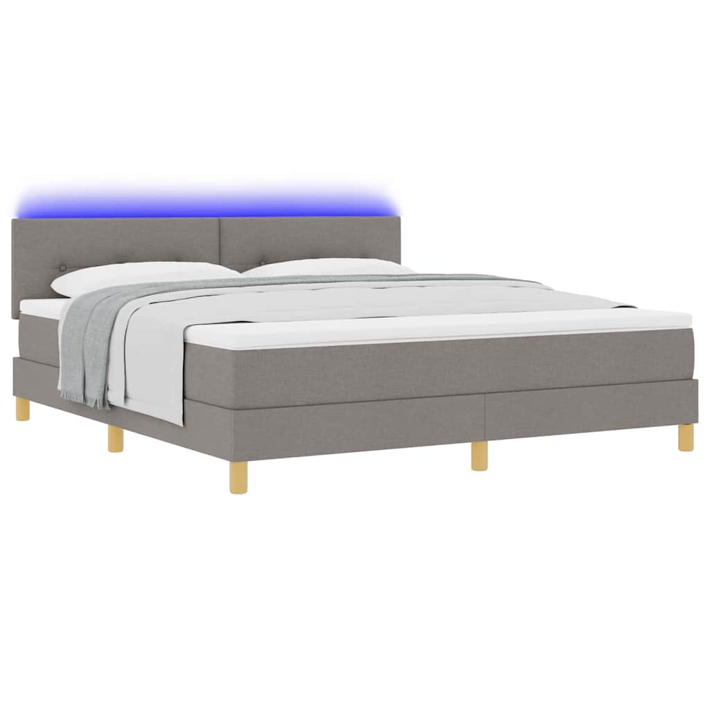 LED Box Spring Ágy LED szalagokkal Tópszínű 180 x 200 cm szövet