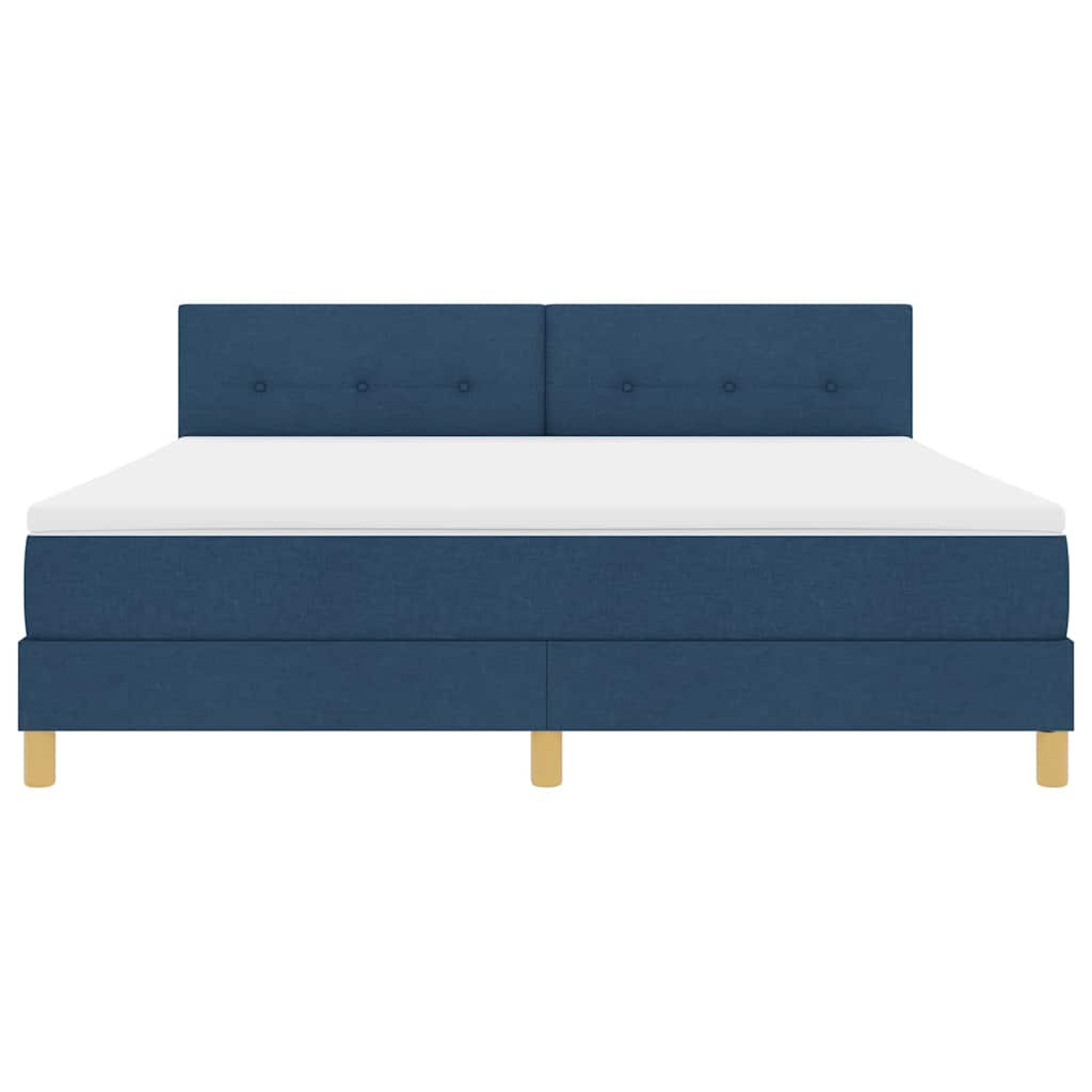 LED Box Spring Ágy párnával fejtámlával Kék 180 x 200 cm szövet