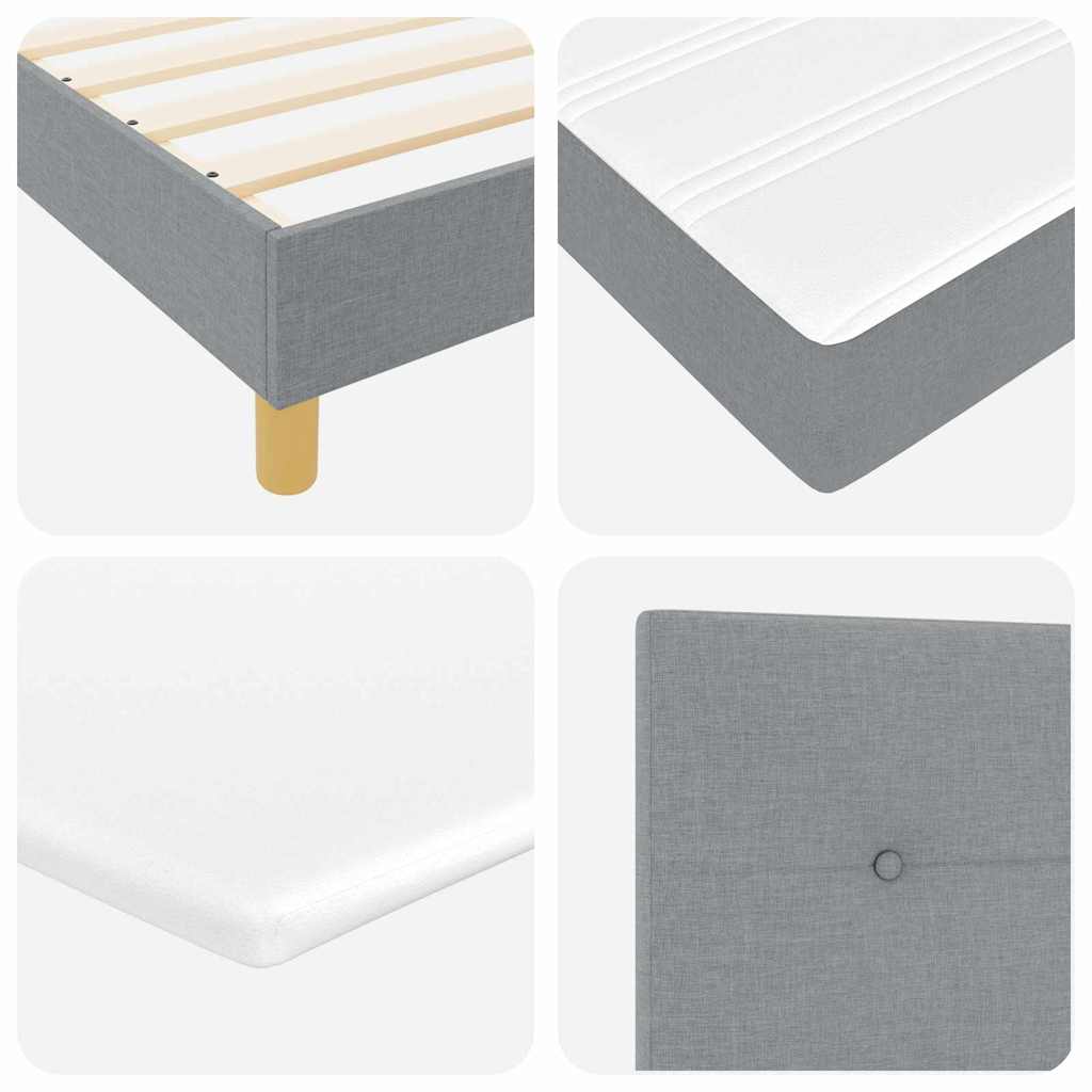 LED Box Spring Ágy Világosszürke 200 x 200 cm szövet