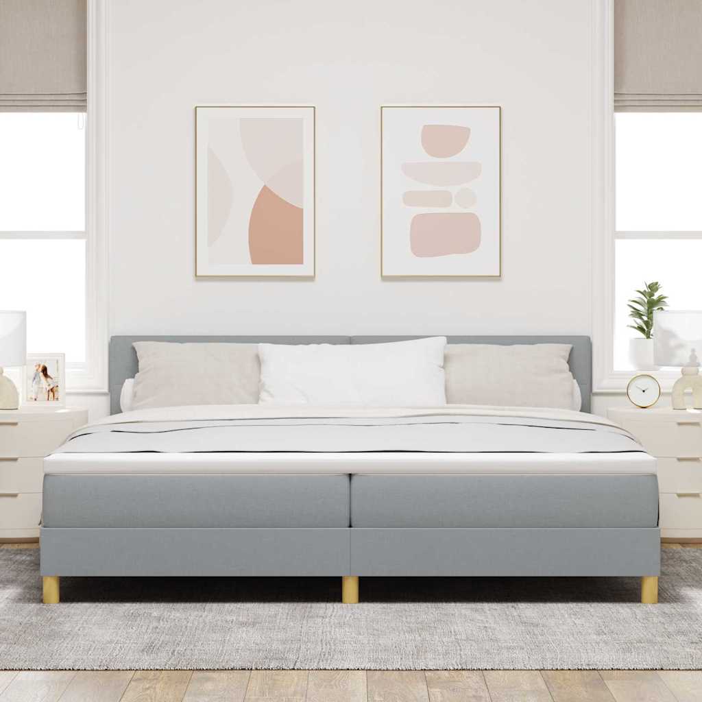 LED Box Spring Ágy Világosszürke 200 x 200 cm szövet