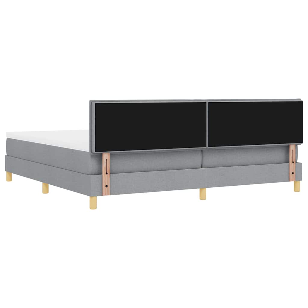 LED Box Spring Ágy Világosszürke 200 x 200 cm szövet
