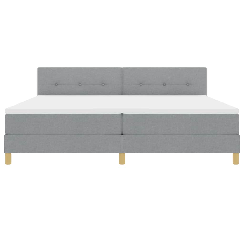 LED Box Spring Ágy Világosszürke 200 x 200 cm szövet
