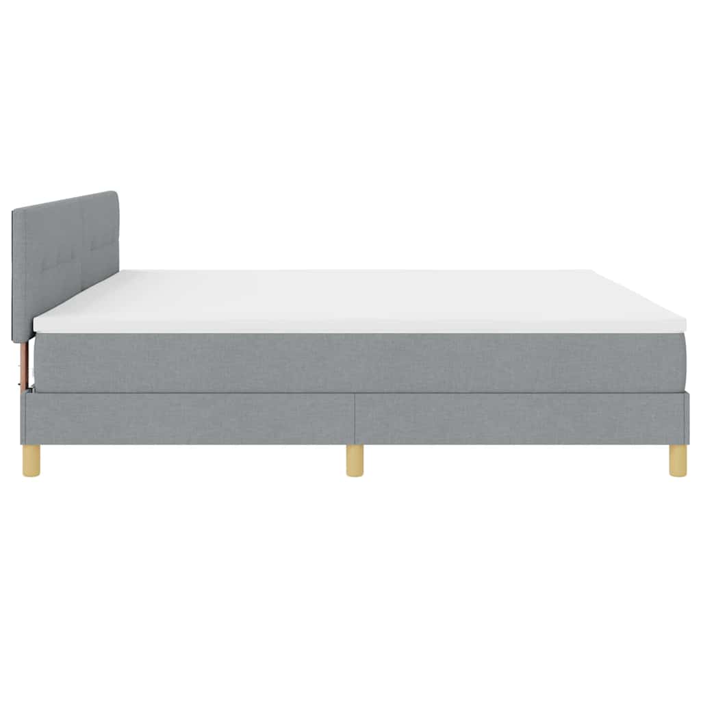 LED Box Spring Ágy Világosszürke 200 x 200 cm szövet