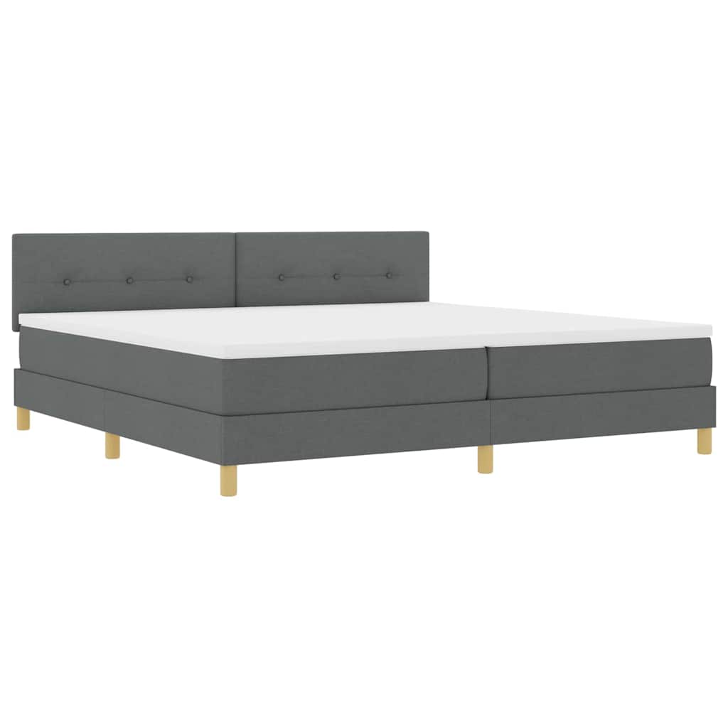 LED Box Spring Ágy fejtámlával Sötétszürke 200 x 200 cm szövet