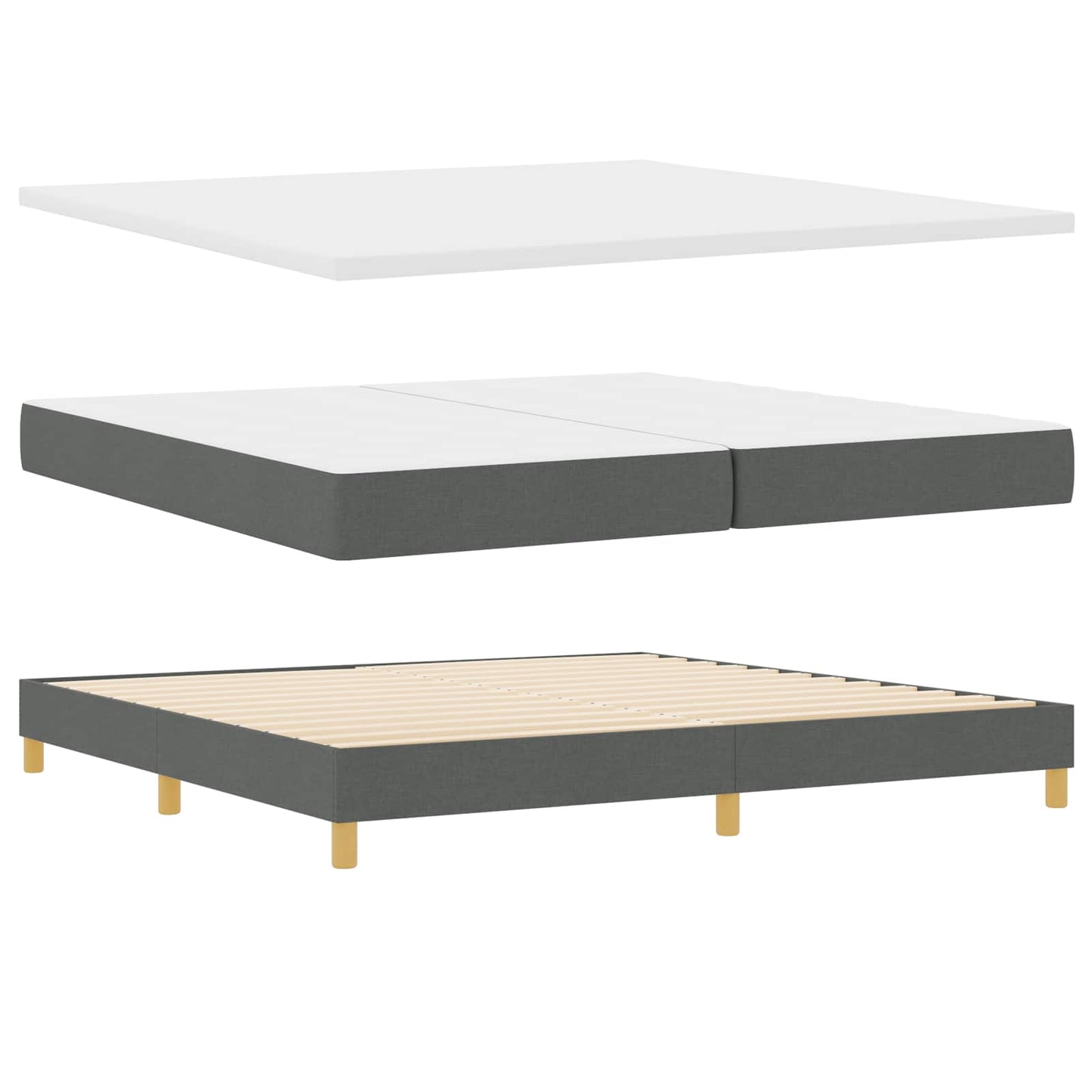 LED Box Spring Ágy fejtámlával Sötétszürke 200 x 200 cm szövet