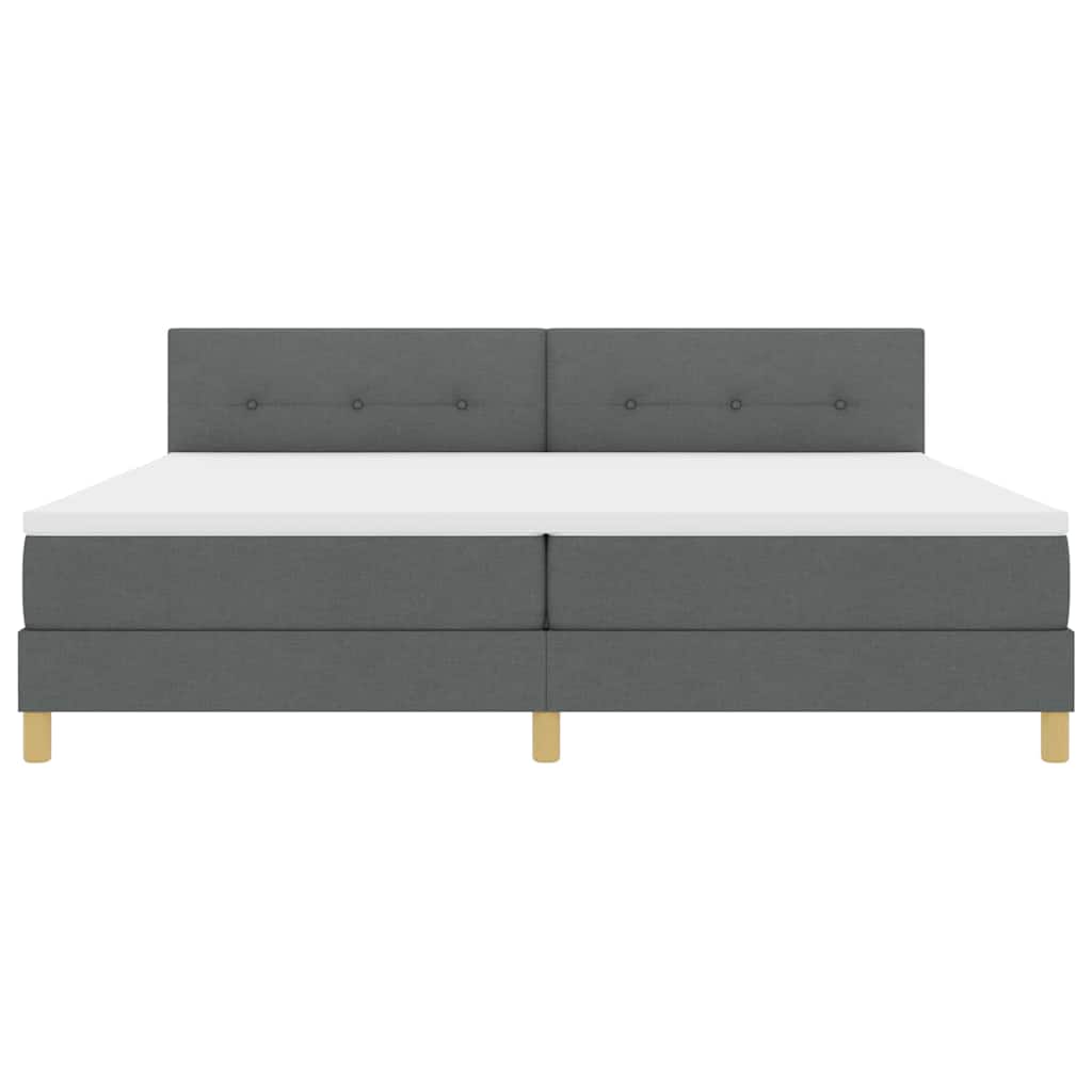 LED Box Spring Ágy fejtámlával Sötétszürke 200 x 200 cm szövet