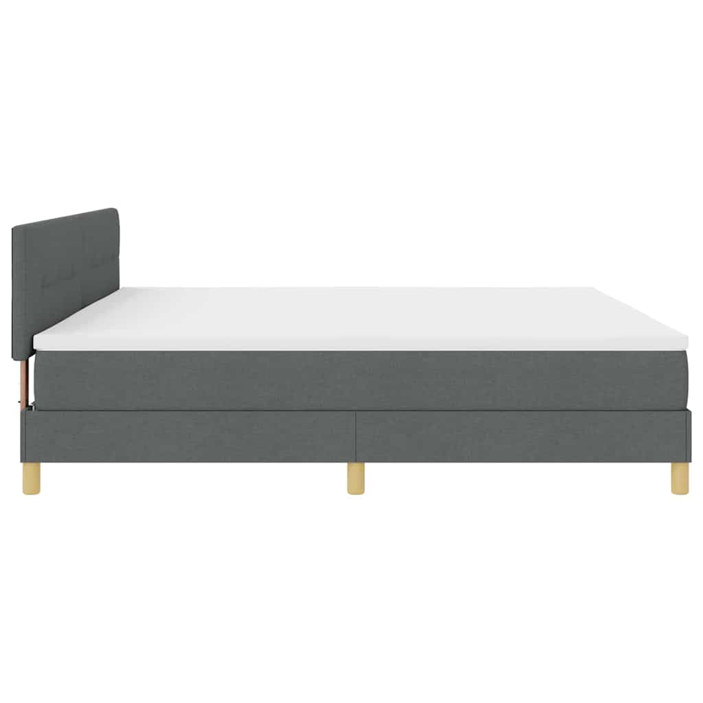 LED Box Spring Ágy fejtámlával Sötétszürke 200 x 200 cm szövet