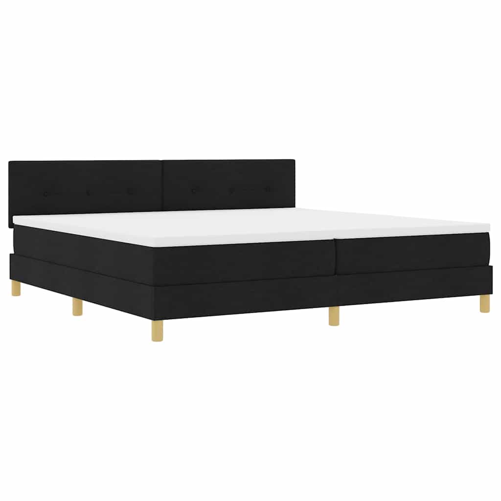 LED Box Spring Ágy LED szalagokkal Fekete 200 x 200 cm szövet