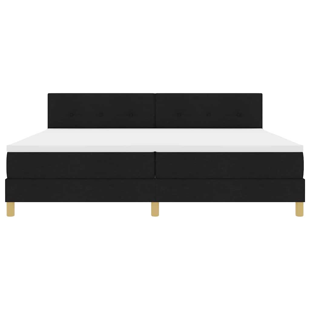LED Box Spring Ágy LED szalagokkal Fekete 200 x 200 cm szövet