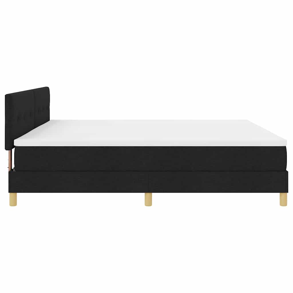 LED Box Spring Ágy LED szalagokkal Fekete 200 x 200 cm szövet