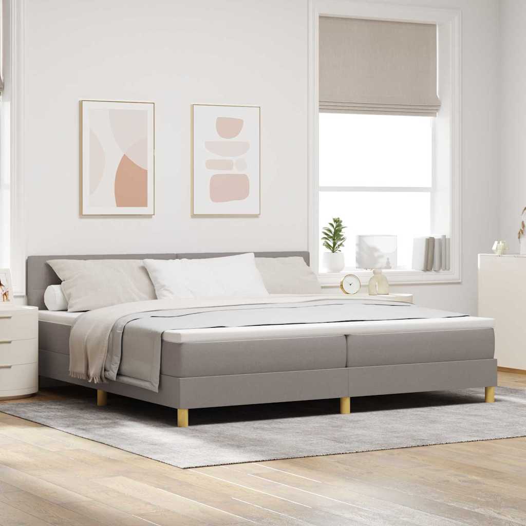 LED Box Spring Ágy párnával Tópszínű 200 x 200 cm szövet