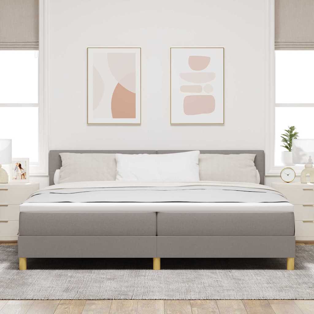 LED Box Spring Ágy párnával Tópszínű 200 x 200 cm szövet