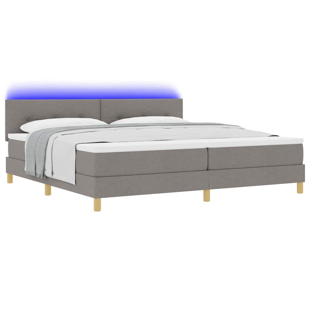 LED Box Spring Ágy párnával Tópszínű 200 x 200 cm szövet