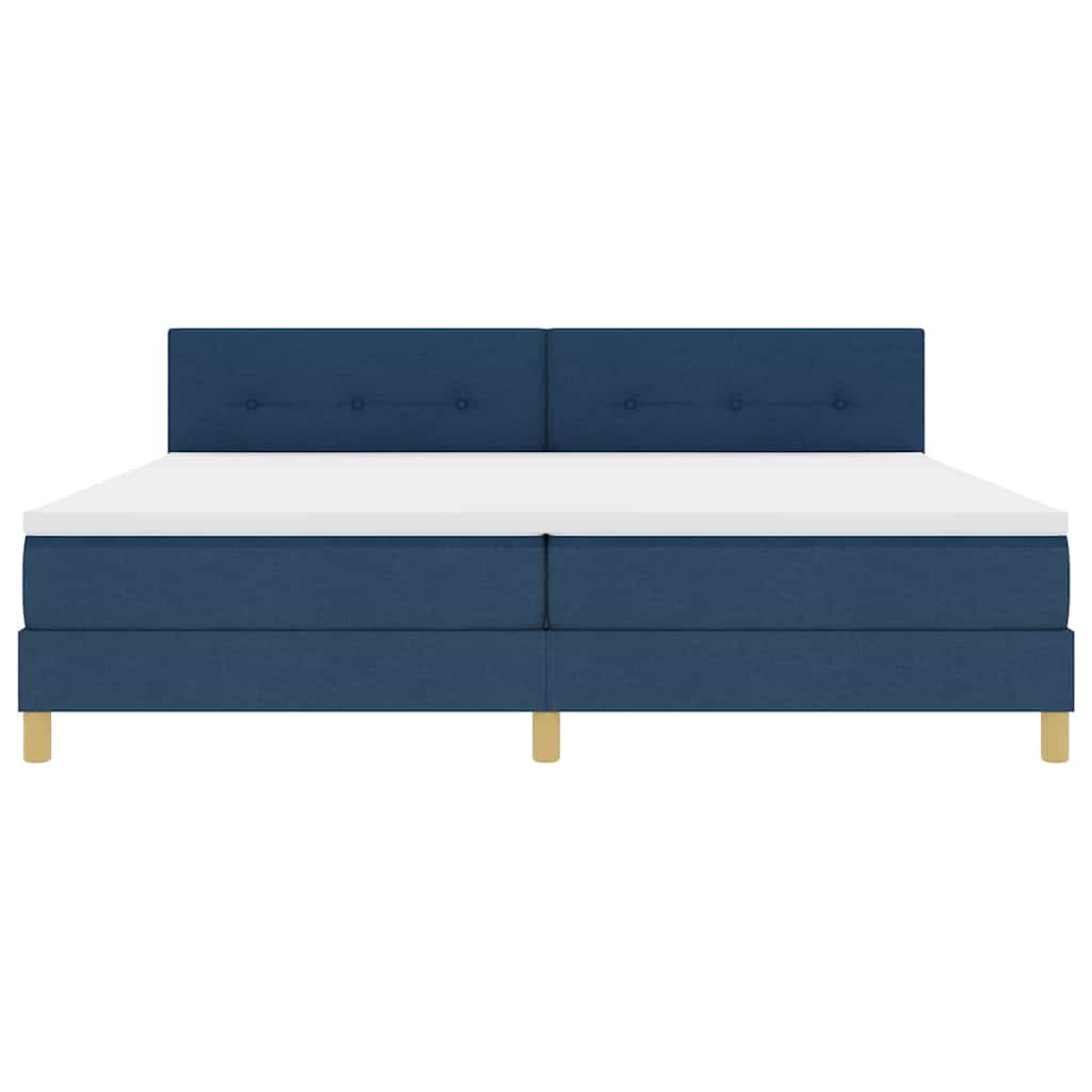 LED Box Spring Ágy LED szalagokkal Kék 200 x 200 cm szövet