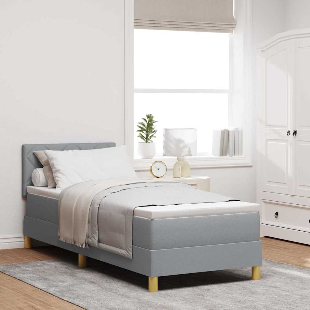 LED Box Spring Ágy fejtámlával Világosszürke 80 x 200 cm szövet