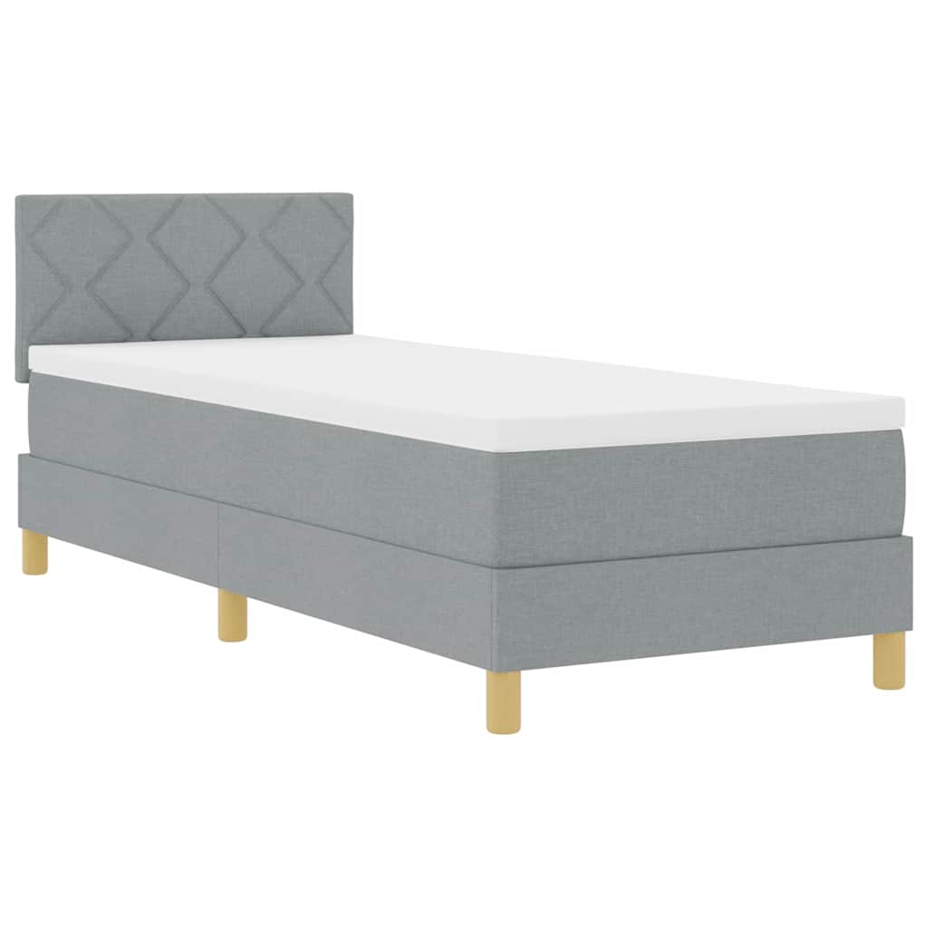 LED Box Spring Ágy fejtámlával Világosszürke 80 x 200 cm szövet