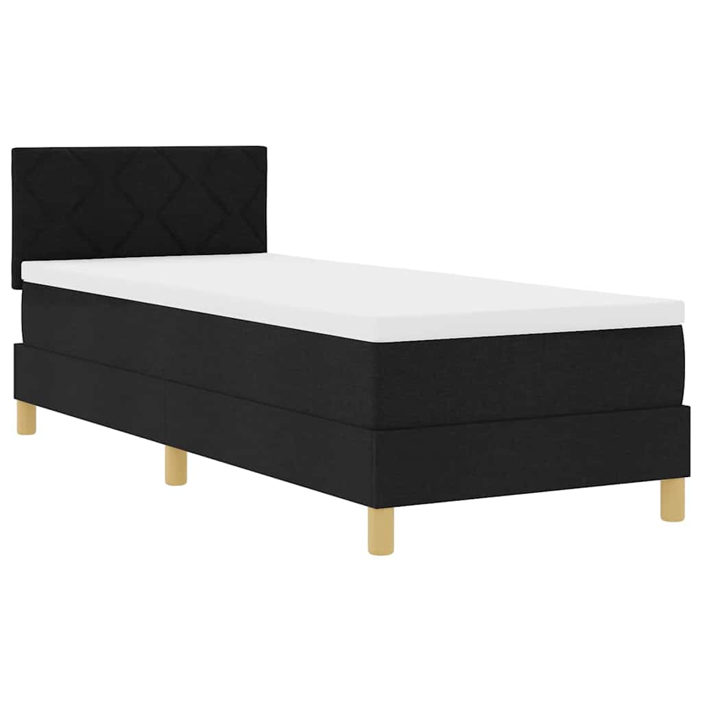 LED Box Spring Ágy párnával Fekete 80 x 200 cm szövet
