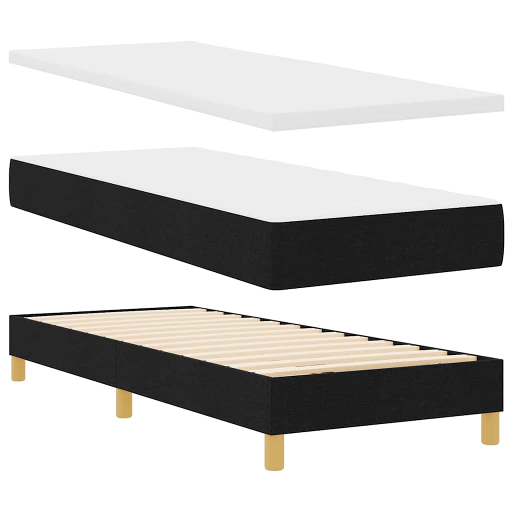 LED Box Spring Ágy párnával Fekete 80 x 200 cm szövet