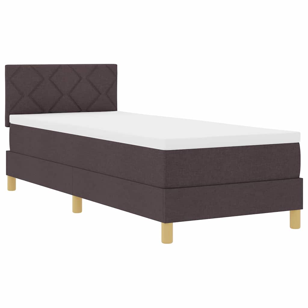 LED Box Spring Ágy fejtámlával Sötét Barna 80 x 200 cm szövet