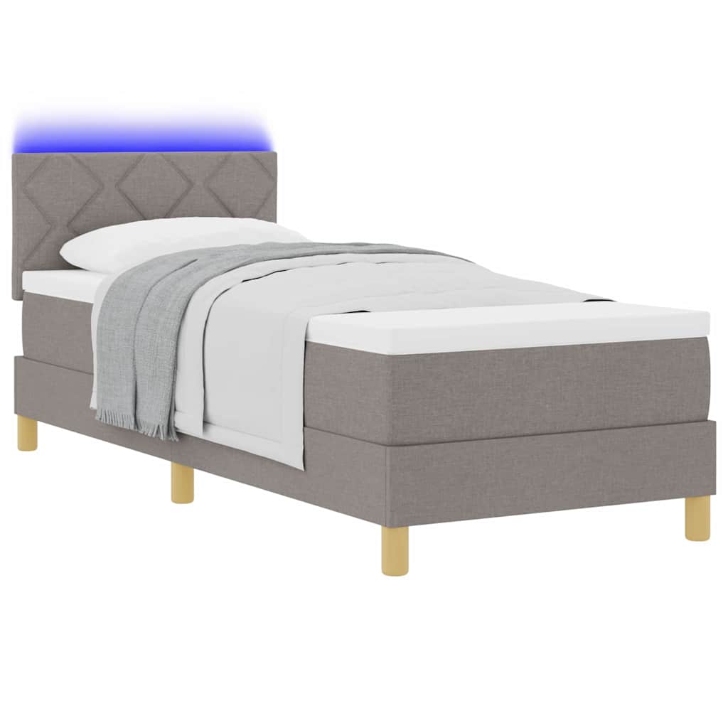 LED Box Spring Ágy LED szalagokkal Tópszínű 80 x 200 cm szövet