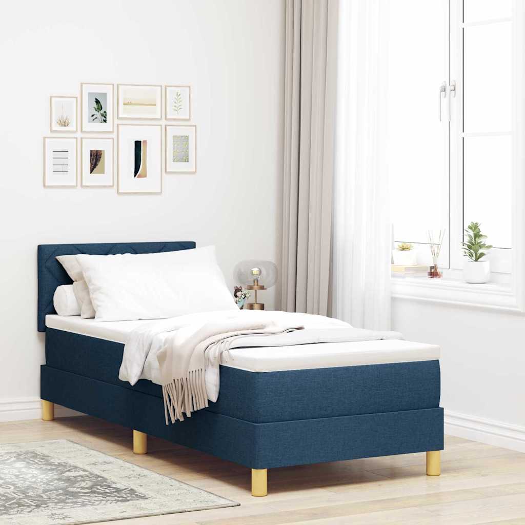 LED Box Spring Ágy LED szalagokkal Kék 80 x 200 cm szövet