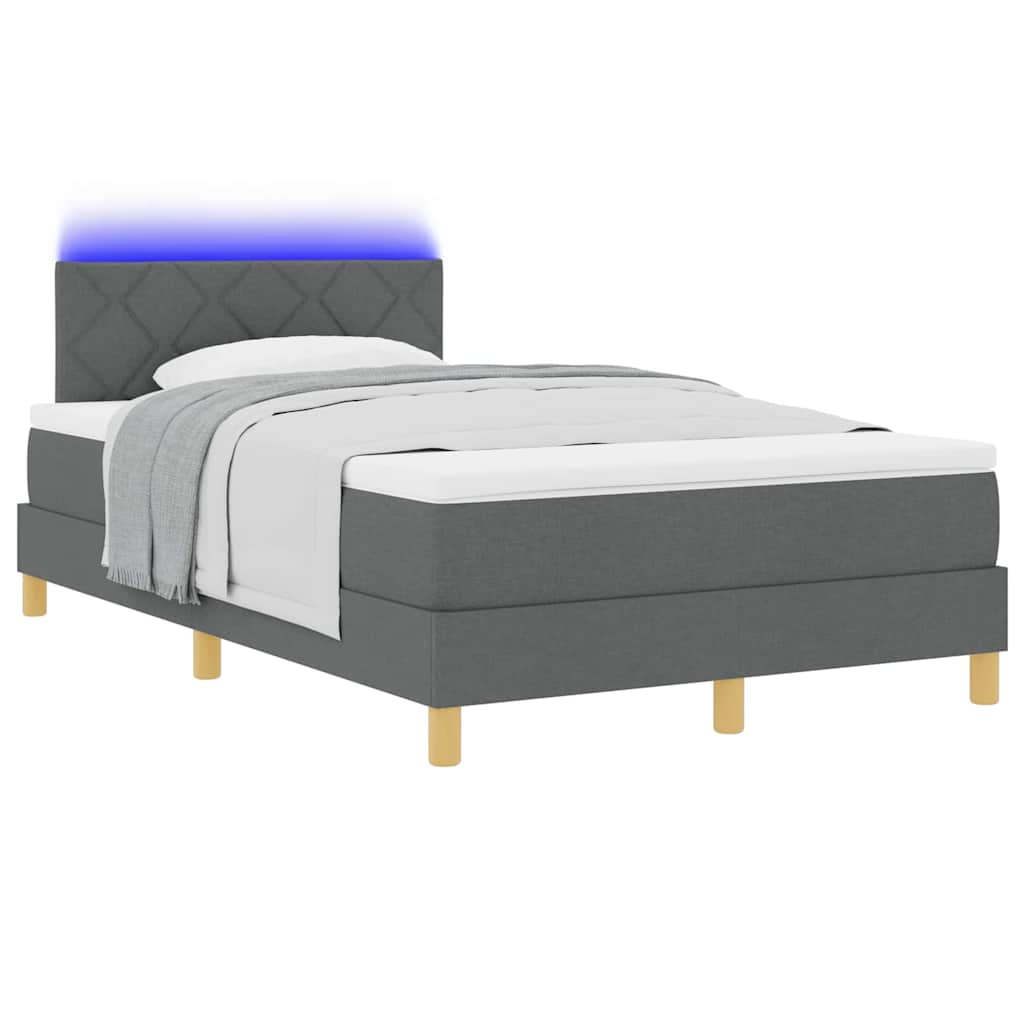 LED Box Spring Ágy fejtámlával Sötétszürke 120 x 190 cm szövet