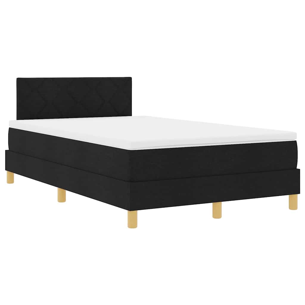 LED Box Spring Ágy párnával Fekete 120 x 190 cm szövet