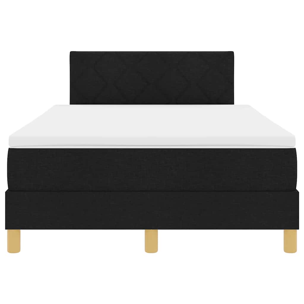 LED Box Spring Ágy párnával Fekete 120 x 190 cm szövet