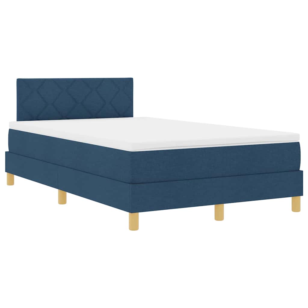 LED Box Spring Ágy LED szalagokkal Kék 120 x 190 cm szövet