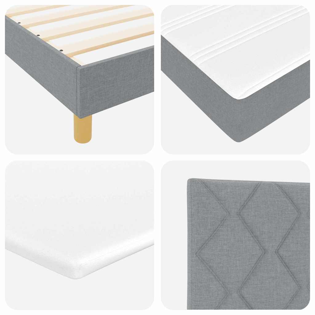 LED Box Spring Ágy párnával Világosszürke 120 x 200 cm szövet