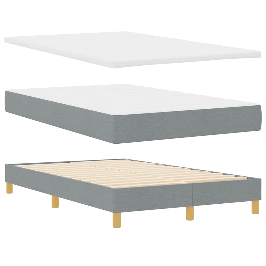 LED Box Spring Ágy párnával Világosszürke 120 x 200 cm szövet