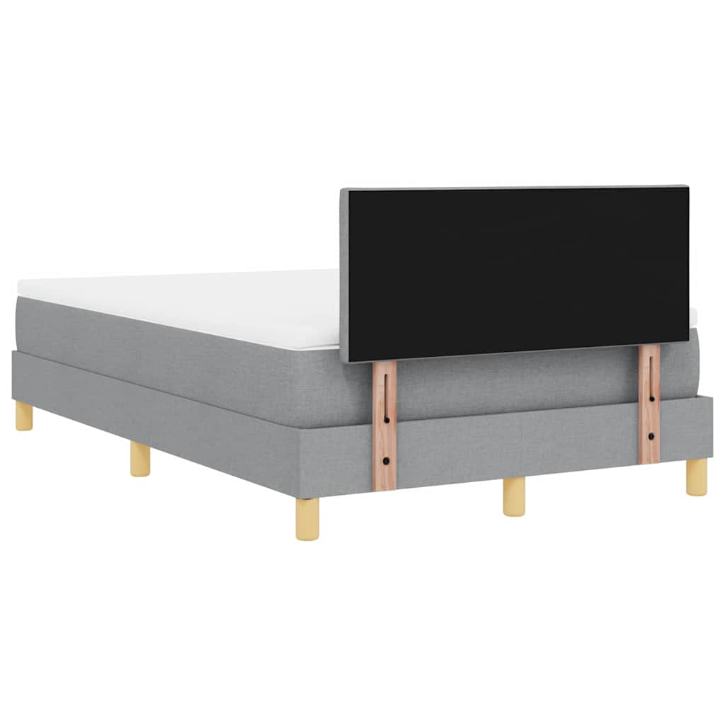 LED Box Spring Ágy párnával Világosszürke 120 x 200 cm szövet